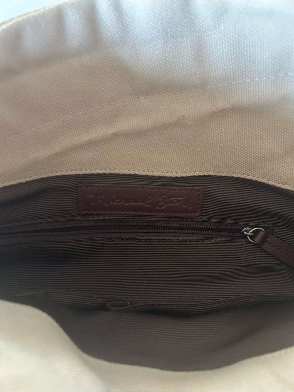 Michael Stars Canvas Fold-Over Clutch with Brown Trim - Picture 8 of 8